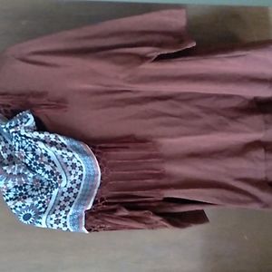 Style & Co rust brown colored crewneck sweater with removable scarf